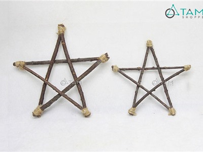 Set 2 ngôi sao cành cây củi khô Handmade